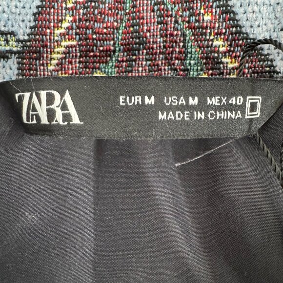 NWT ZARA Medium Blue Floral Tapestry Shacket - Picture 3 of 14
